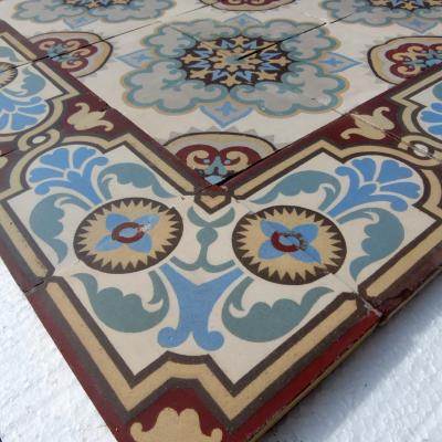 12m2 Antique French ceramic floor with original same size borders 