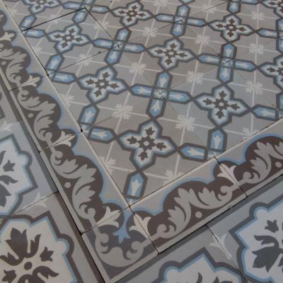 An 8.2m2+ antique ceramic floor with double and single borders
