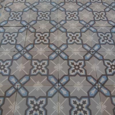 A large, 27.5m2+ classically geometric French ceramic floor with original triple borders