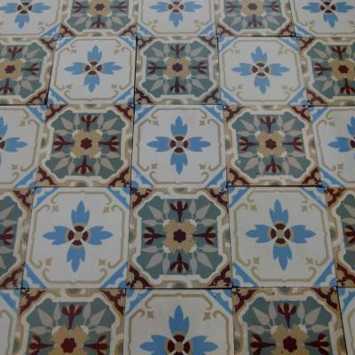 8.25m2+ Belgian ceramic encaustic floor c.1920
