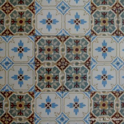 8.25m2+ Belgian ceramic encaustic floor c.1920