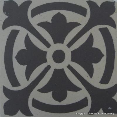 14m2+ antique French damier ceramic floor of three field tiles