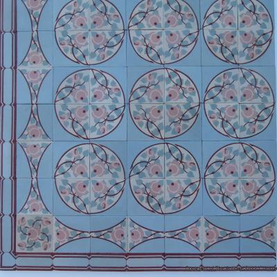 Beautiful floral themed Douvrin ceramic floor – c.8m2 - early 20th century