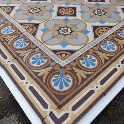 Large, 34m2, antique French ceramic floor, early 20th century