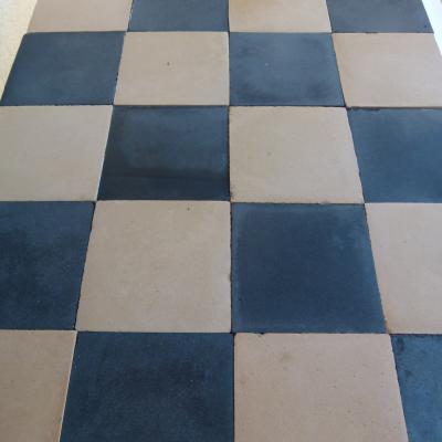 31m2 antique French Damier ceramic tiles - wheat and black