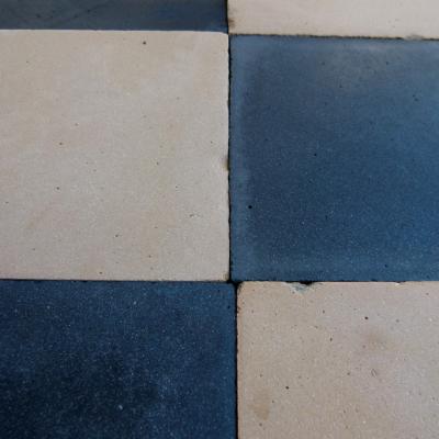 31m2 antique French Damier ceramic tiles - wheat and black