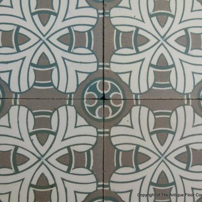 Large 20.5m2/220 sq ft period ceramic floor in grey and green