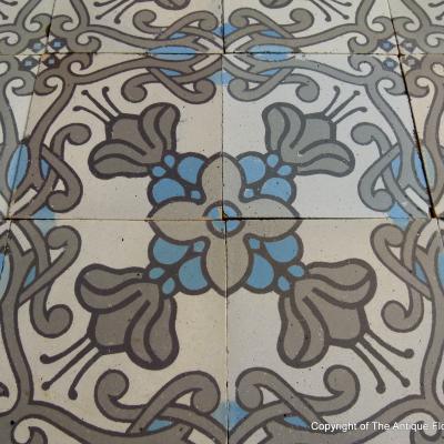 16.3m2 Belgian Art Nouveau ceramic floor pre-1912