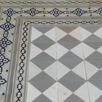 Small, classical 6m2 antique ceramic floor