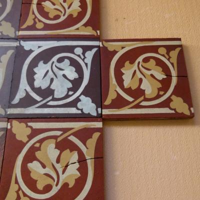 16 antique French border tiles - late 19th century