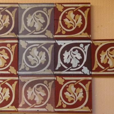 16 antique French border tiles - late 19th century