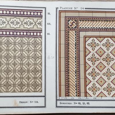 A run of antique French Sand & Cie border tiles