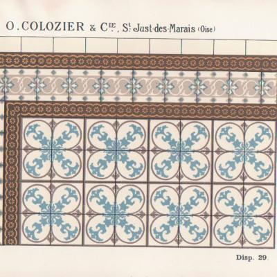 Antique ceramic tiles in a cool palette 1880-1910 
