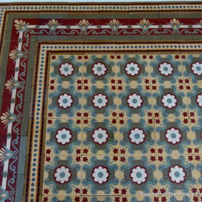 c.13.4m2 antique Boch Freres ceramic floor - late 19th century